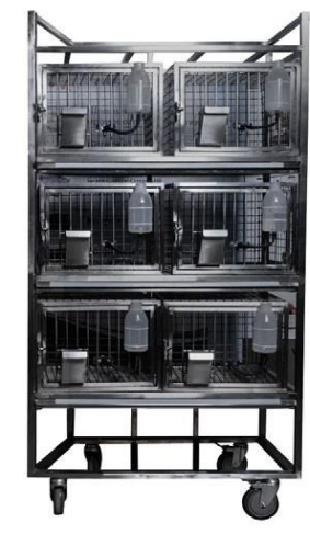 Стеллаж CL-1271.2  c колесами с 6 клетками для кроликов c системой поения